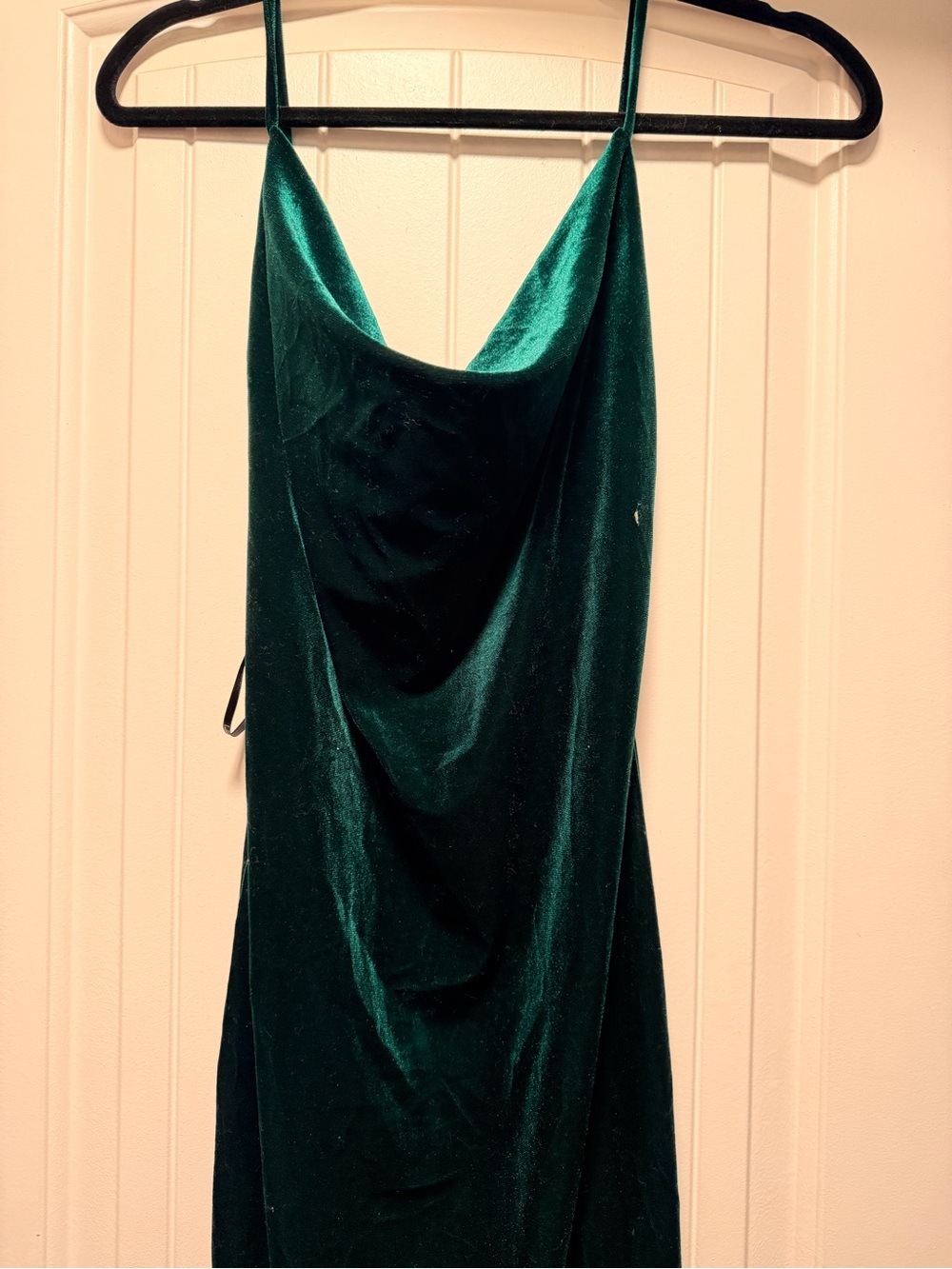 Lulu's Emerald Green Velvet Cowl Slip Dress